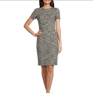 Calvin Klein Black and Off White Tweed Dress Size 16W